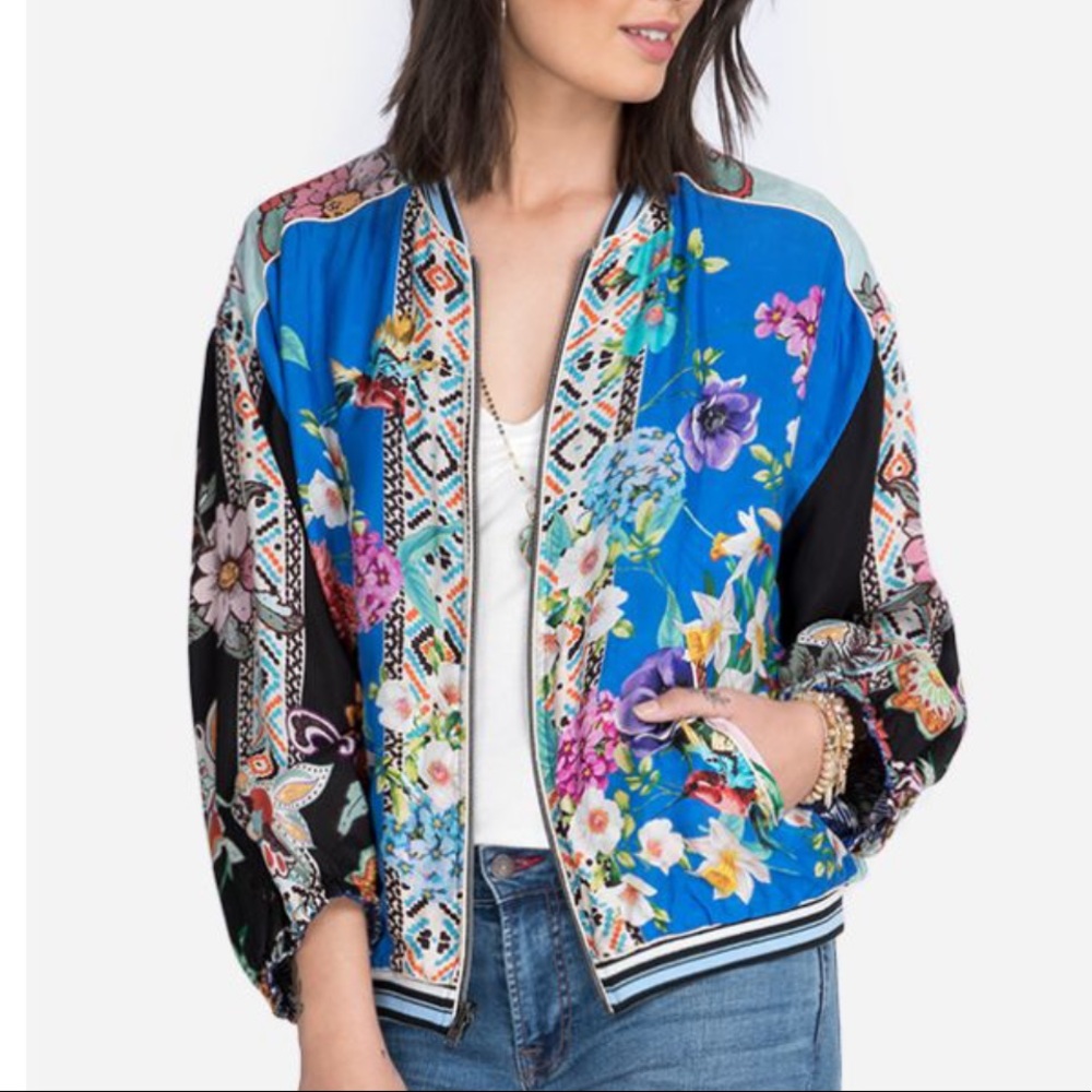 Johnny Was Blue Mizumi Reversible Bomber. Large